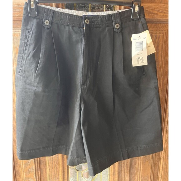 Vintage Liz Sport The Walk Short Size 12 Black NWT Pleated Pockets 100% Cotton - Picture 1 of 10